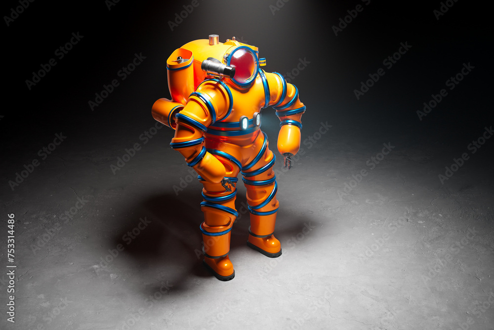 Advanced Orange Deep-Sea Exploration Diving Suit Design Concept