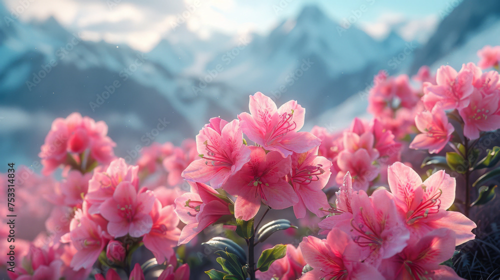 Magic pink rhododendron flowers on summer mountain. Magic pink rhododendron flowers on summer mountain.