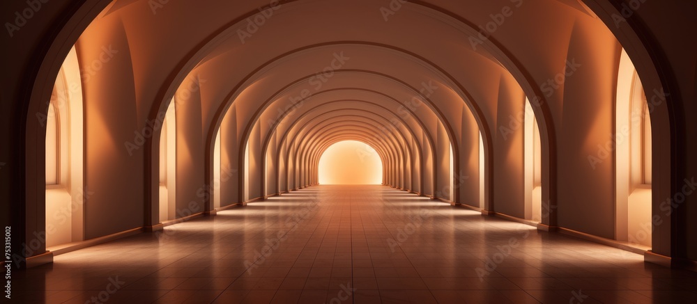Fototapeta premium Interior Architecture with Illuminated Empty Arched Passageway