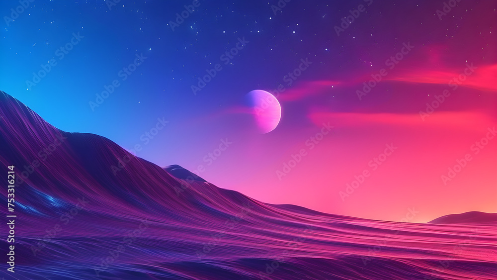 colorful sunrise over the desert background