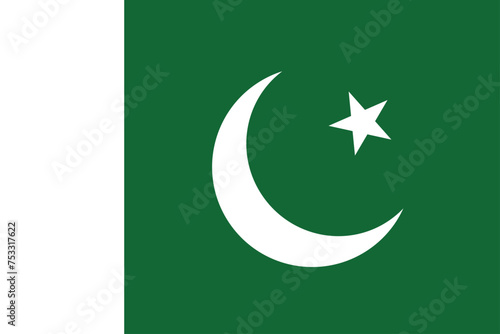 Bild auf Leinwand Flat National Flag of Pakistan. Vector Illustration.