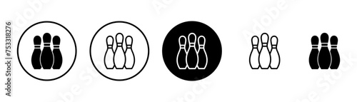 Bowling game Pin Icon vector isolated on white background. Bowling icon, ball and pin