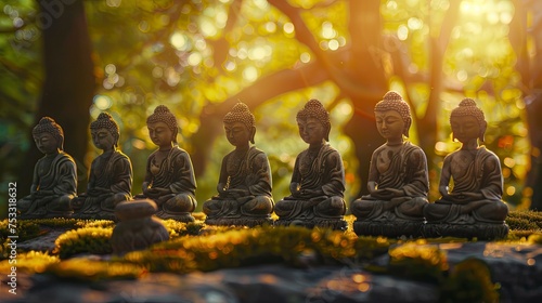 Buddha s disciples  cute  backlight effect  copy space - generative ai