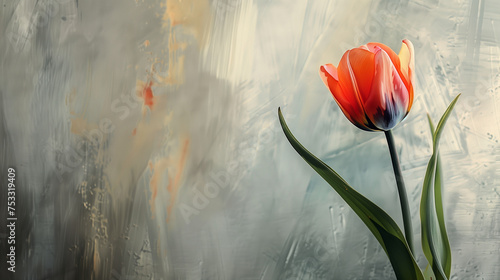 Red Tulip on Textured Background #753319409