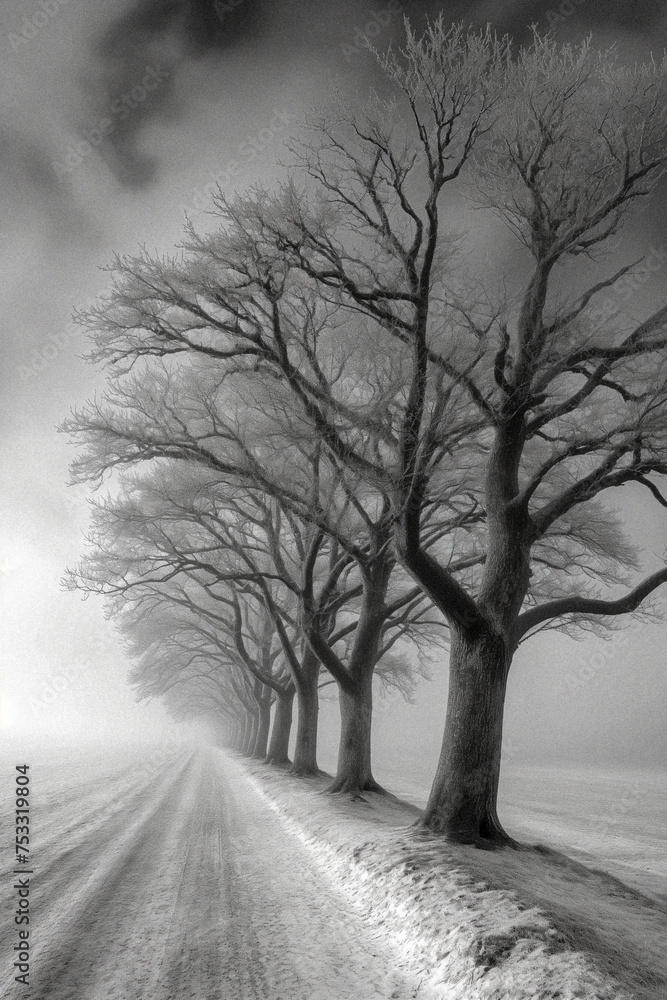 Ghostly Trees Dancing in Winters Embrace. Generative AI Ghostly Trees Dancing in Winters Embrace. Generative AI