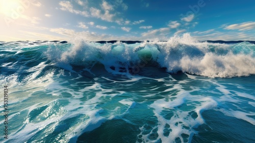 Beautiful panoramic photo of sea waves photo