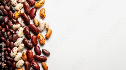 Assorted beans on a white background