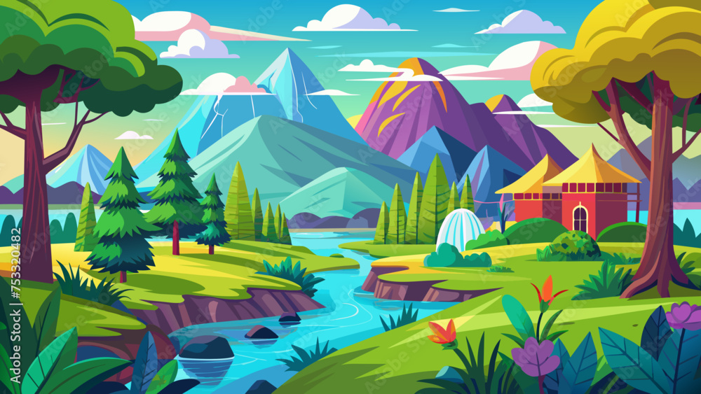 vector-art-style-nature-background-environments
