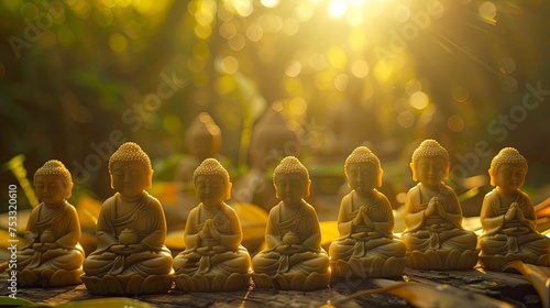 Buddha s disciples  cute  backlight effect  copy space - generative ai