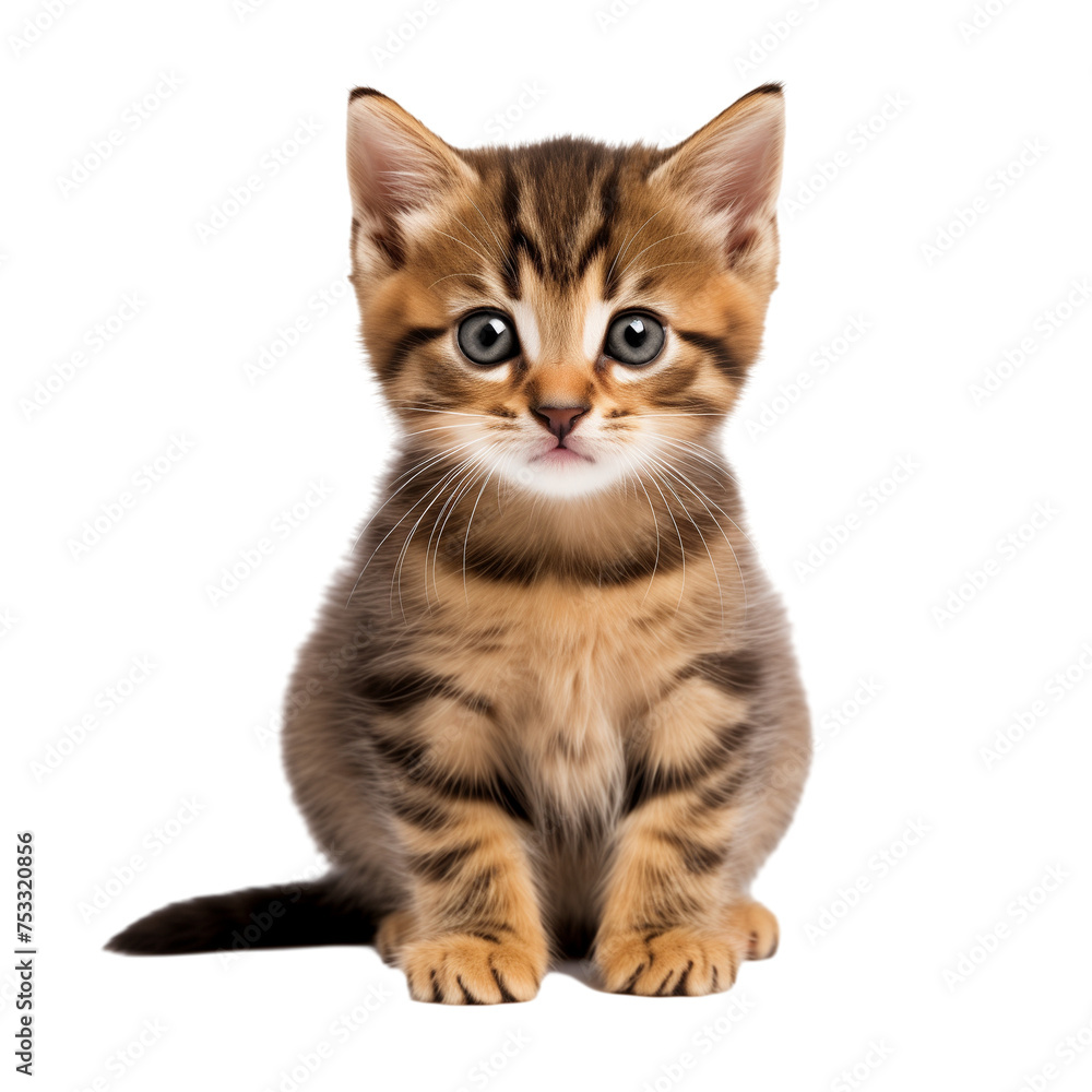 Fototapeta premium Realistic illustration of cut baby cat isolated on transparent background