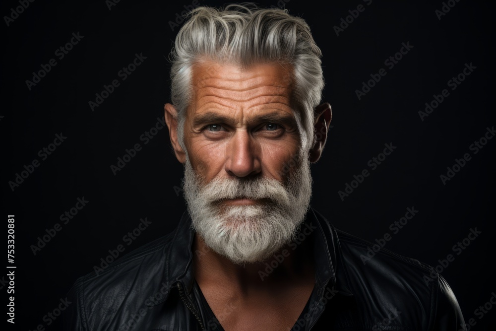 Portrait of a handsome senior man with gray beard and mustache. Portrait of a handsome senior man with gray beard and mustache.