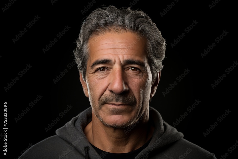 Portrait of a middle-aged man on a black background. Portrait of a middle-aged man on a black background.