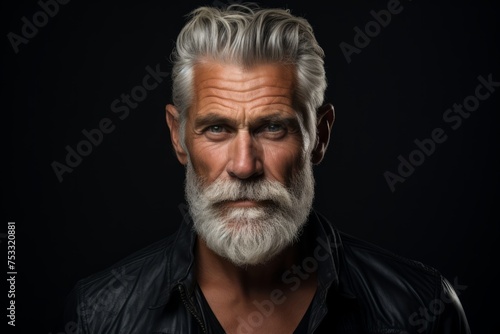 Portrait of a handsome senior man with gray beard and mustache. © Iigo