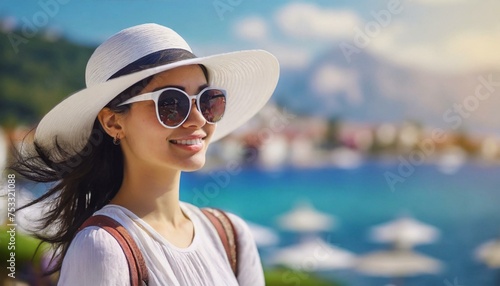 Stylish woman on summer vacation