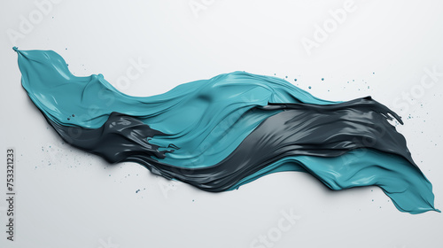 Dynamic 3D Render of Teal and Black Paint Flowing Across a Canvas