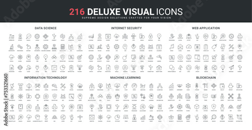 Internet security, cryptocurrency and machine learning, AI line icons set. Data exchange, blockchain technology and web algorithm, danger of money theft thin black symbols vector illustration