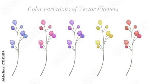 Color variation of berries set. Colorful berry vector illustration. 