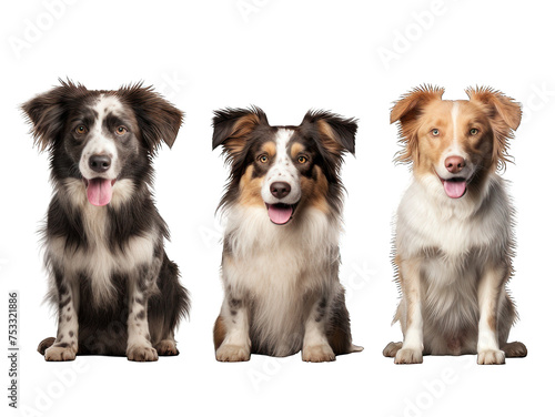 Set of dog isolated on transparent background, transparency image, removed background