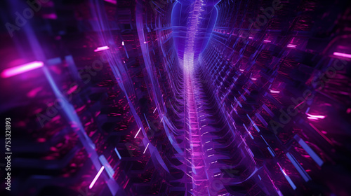 Surreal Digital Vortex in Neon Purple  A High-Resolution Abstract Tunnel