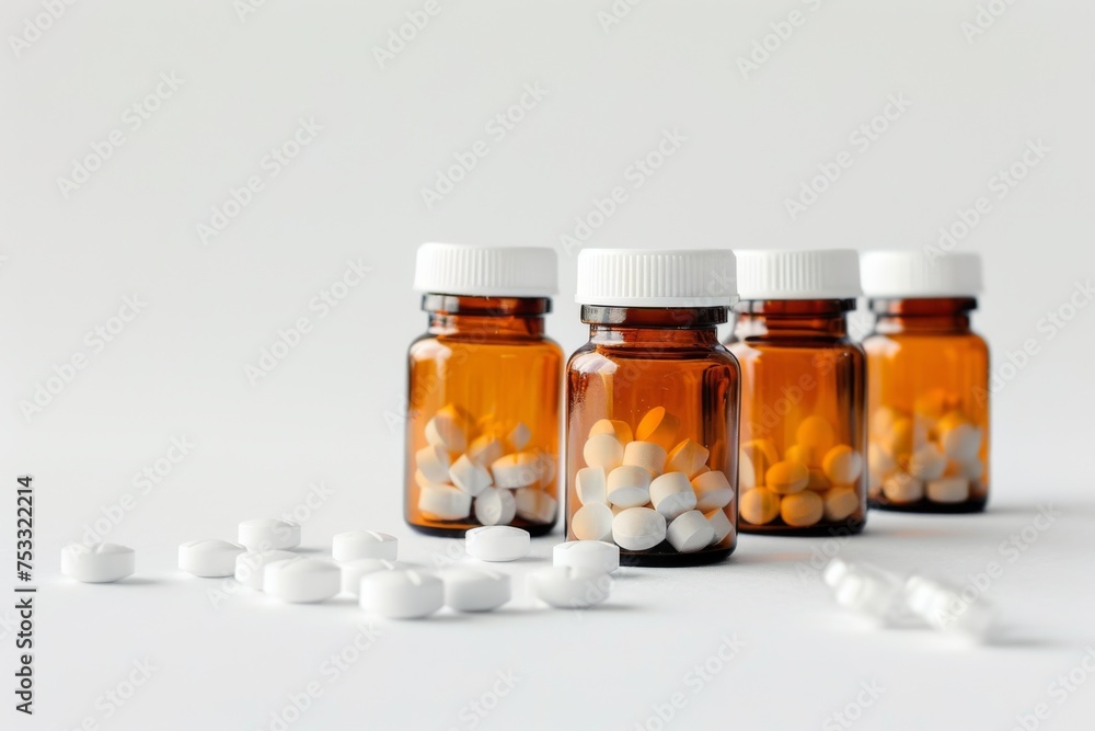 Jars with capsules on a light background Jars with capsules on a light background