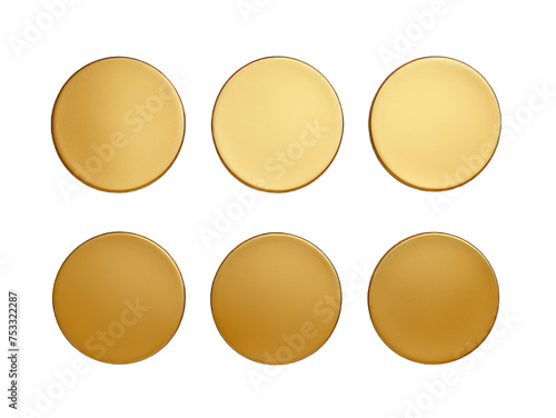 Set of golden blank round circle isolated on transparent background  transparency image  removed background