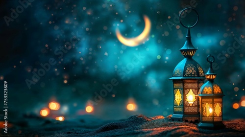 A lantern glowing brightly against the dark night sky.