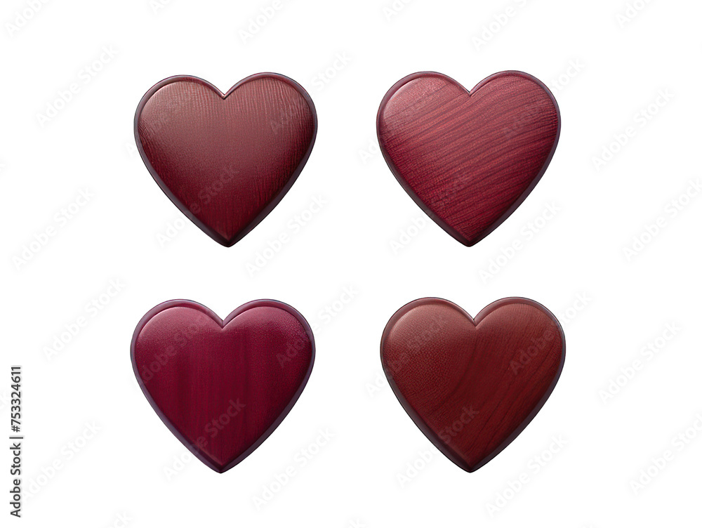 Set of red heart isolated on transparent background, transparency image, removed background