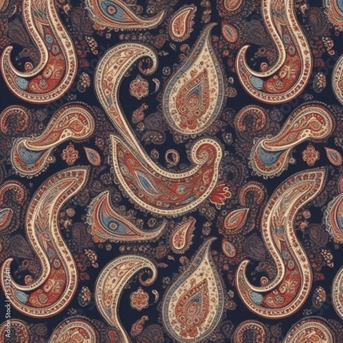 Colorful Paisley thai fabric background