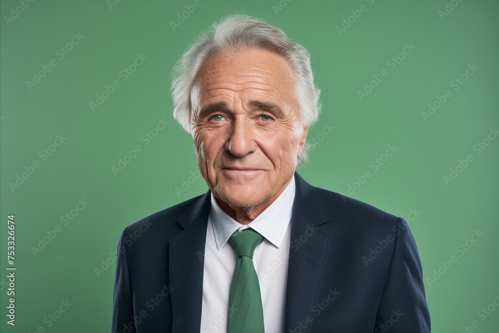 Portrait of senior businessman in formalwear looking at camera against green background Portrait of senior businessman in formalwear looking at camera against green background