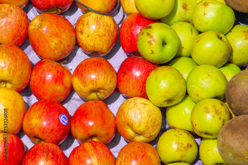 Medellin  Antioquia  Colombia. November 25  2022. Fruit sales green and red apples