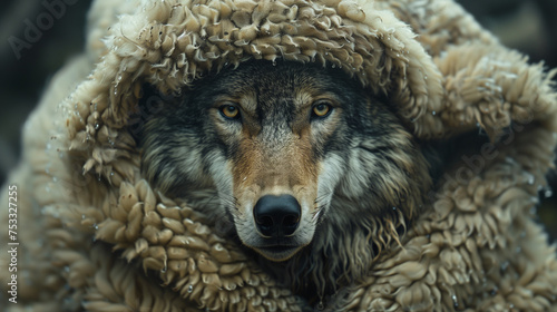 A Wolf Wearing Sheep's Clothing. Being Sneaky, Hiding in the Herd, and Wearing a Disguise. Deceit and Trickery.