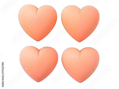 Set of peach heart isolated on transparent background  transparency image  removed background