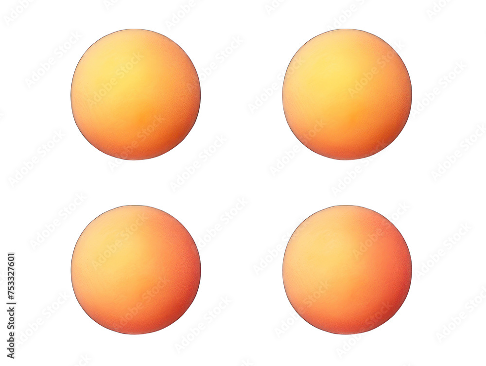 Set of peach fruit isolated on transparent background, transparency image, removed background