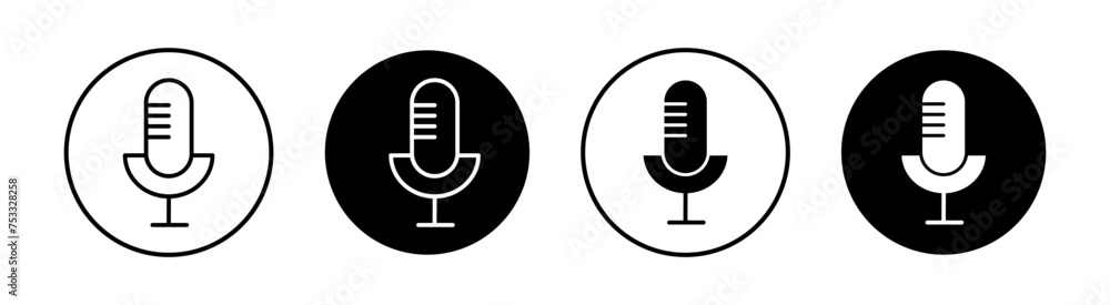 Microphone flat line icon set. Microphone Thin line illustration vector Microphone flat line icon set. Microphone Thin line illustration vector