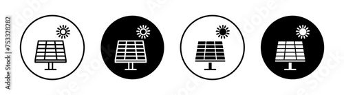 Sun energy flat line icon set. Sun energy Thin line illustration vector