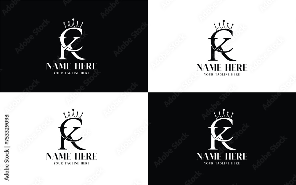 Fototapeta premium Modern letter CK logo design with crown