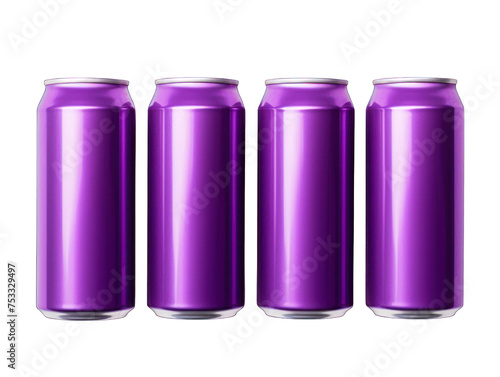 Set of purple soda can isolated on transparent background, transparency image, removed background
