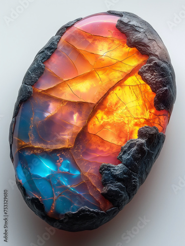 Mystical Fire Opal Egg on Rock Formation