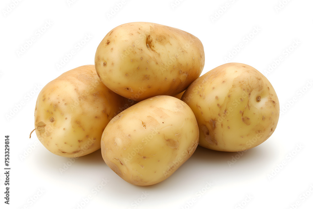 Fresh, Raw Potatoes Isolated on a White Background Fresh, Raw Potatoes Isolated on a White Background