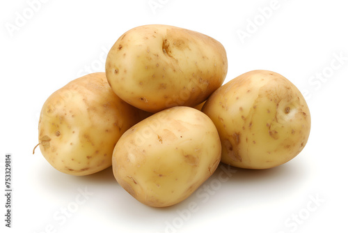 Fresh, Raw Potatoes Isolated on a White Background