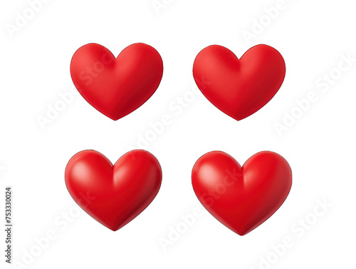 Set of red heart isolated on transparent background, transparency image, removed background