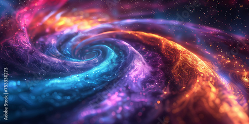 Colorful Vortex Energy, Cosmic Spiral Waves, Colorful Swirl Path, Abstract Futuristic Digital Background