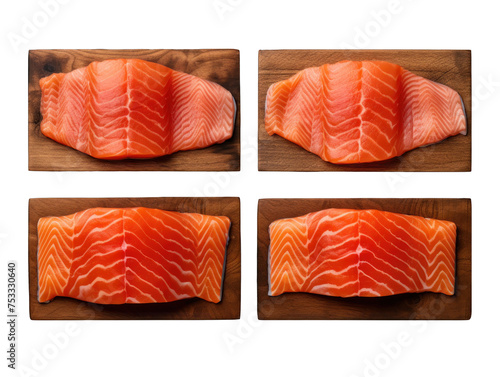 Set of salmon isolated on transparent background, transparency image, removed background