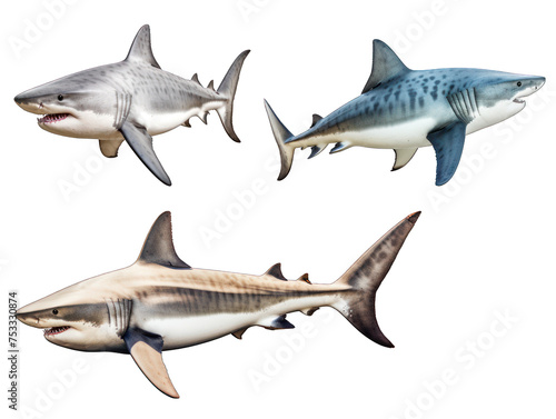 Set of shark isolated on transparent background  transparency image  removed background
