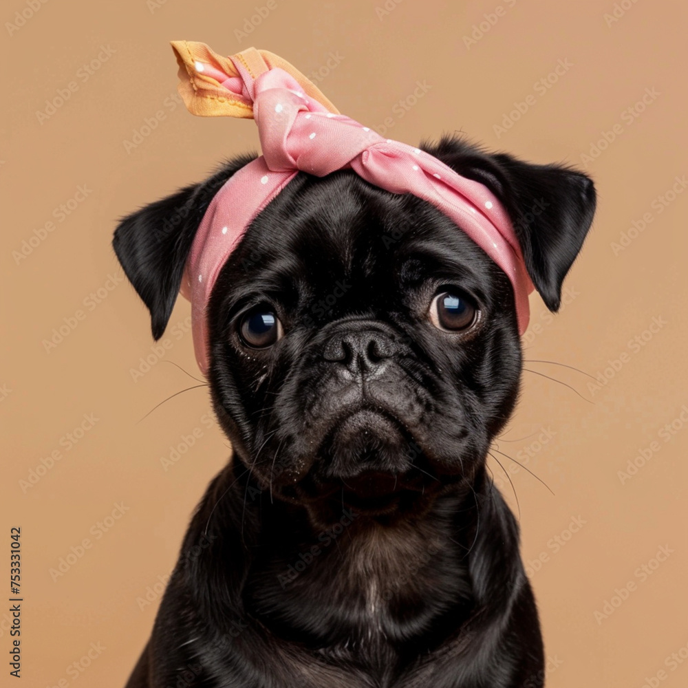 pug dog wearing a hat