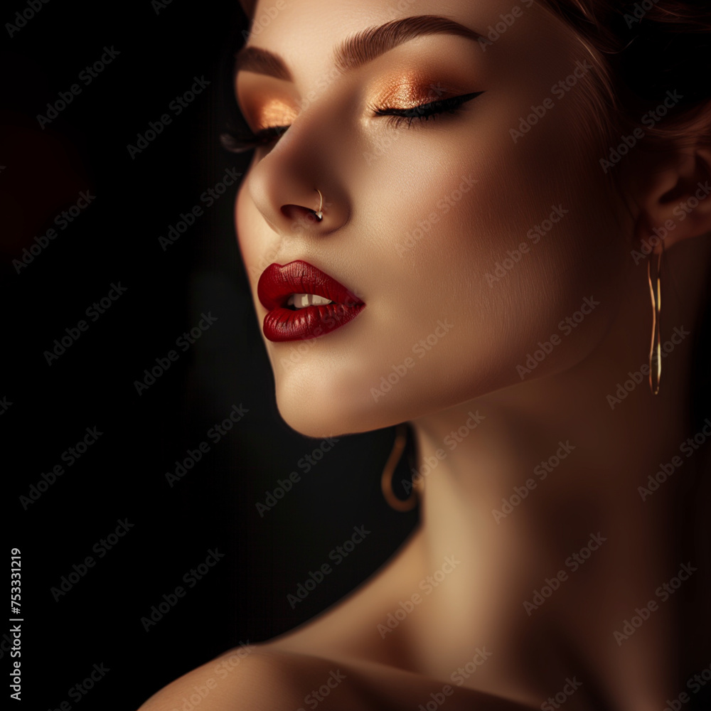 portrait of a woman with lips portrait of a woman with lips