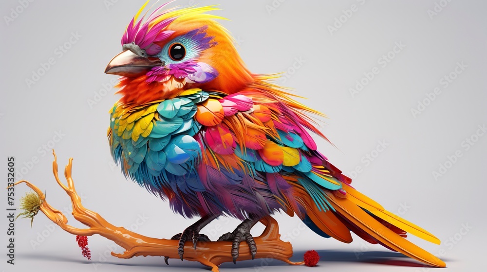 Obraz premium Exotic and Colorful 3D Bird Species cute face