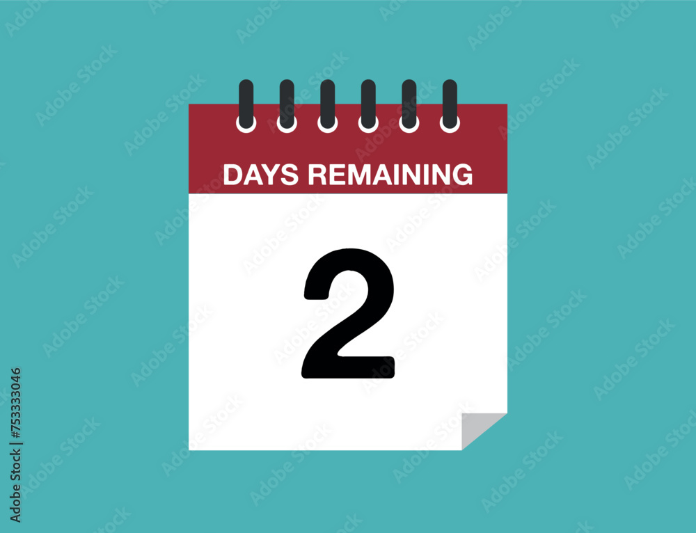 2 days remaining. Remaining calendar days, time counter 2 days remaining. Remaining calendar days, time counter