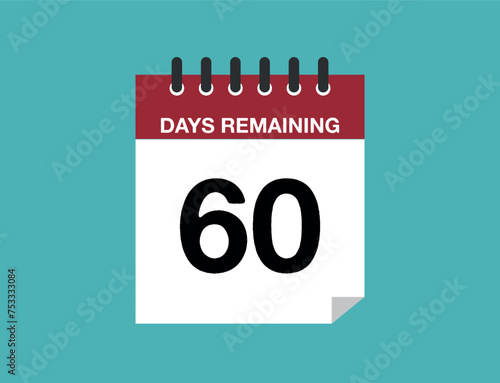 60 days remaining. Remaining calendar days, time counter