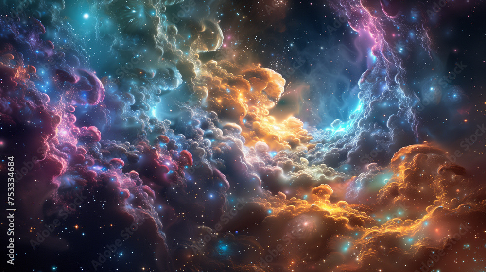 Colorful Nebula and Cosmic Clouds in Deep Space Colorful Nebula and Cosmic Clouds in Deep Space